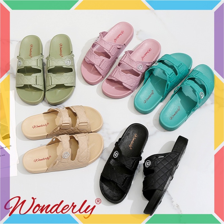 2027-3 Sepatu Sandal Wanita Wonderly Sendal Cewek Tali 2in1 Ban 2 Karet Jelly Empuk Premium Tawana