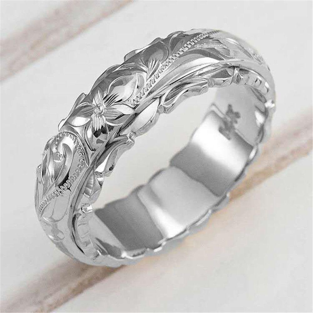 Lily Womens Ring Indah Klasik Hadiah Ulang Tahun Pernikahan Pengantin Gantung Ukiran Bunga