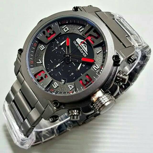 jam tangan pria quiksilver chrono sport list merah