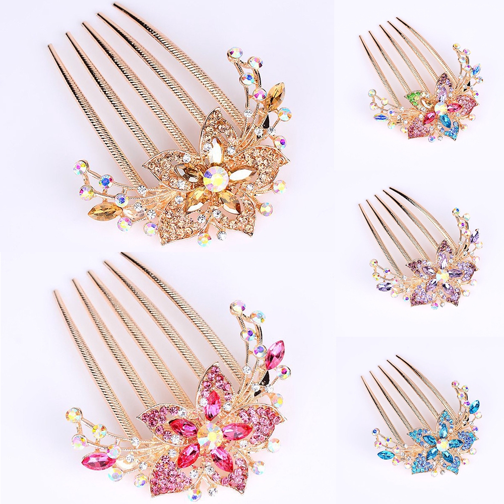 Needway  Fashion Disk Hair Diamond Flower Crystal Crystal Hair Comb