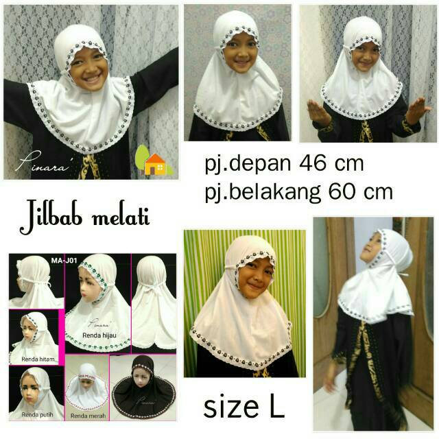 Jilbab sekolah  I Jilbab Dobel Renda | jilbab anak kaos | jilbab kaos