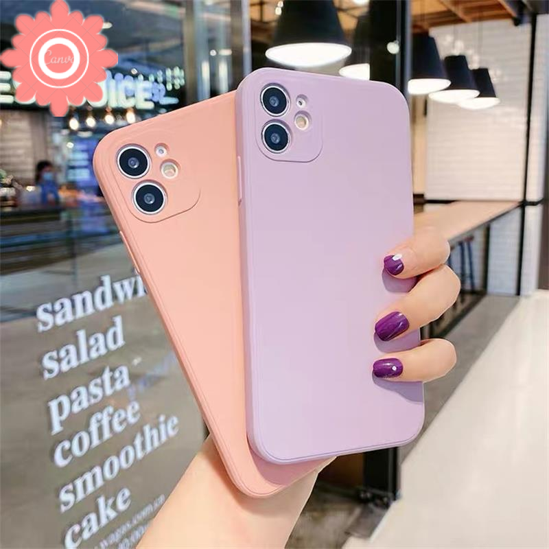 Casing Samsung A32 A52 A72 A12 A51 A11 A71 A21s M11 A20s A10S A50 A30 A50s A31 Candy Solid Color Cube with Straight Edges Silicon TPU Phone Cover