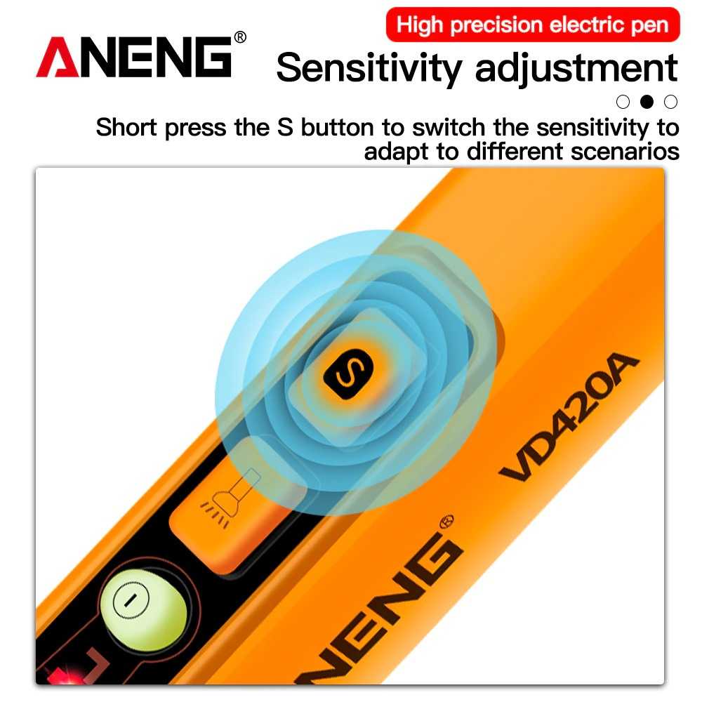 Tester Pen Non Contact AC Voltage Detector 12 - 1000 V Pena Tampilan LED Anti Kesetrum Desain Kecil Portable Berkualitas