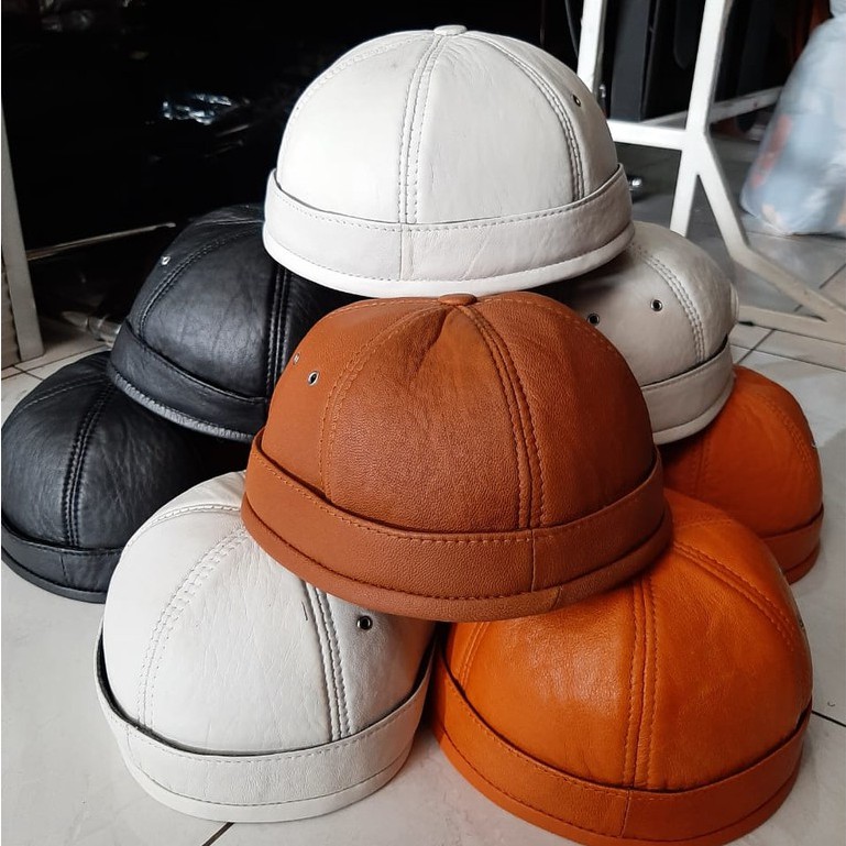 Topi Peci kulit domba asli / Topi tompi kulit pria