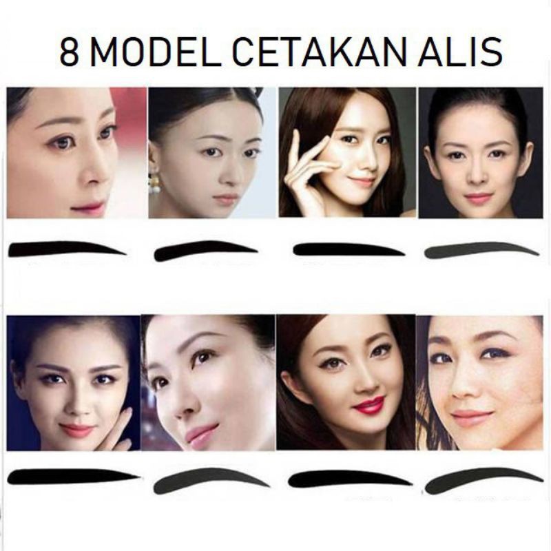 Eyebrow Template / Alat Cetakan Alis Gagang 8 in 1 / Isi 8 Pcs