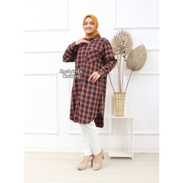 Tunik Katun Flannel Import Wanita Ukuran M L XL XXL XXXL JUMBO