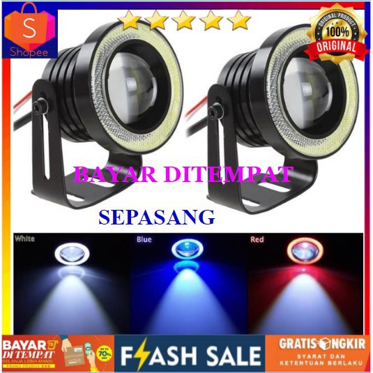 SEPASANG LAMPU LED FOGLAMP Angel Eyes FOGLAMP MOBIL ANGEL EYES FOGLIGHT MOBIL ANGEL EYES 89 MM