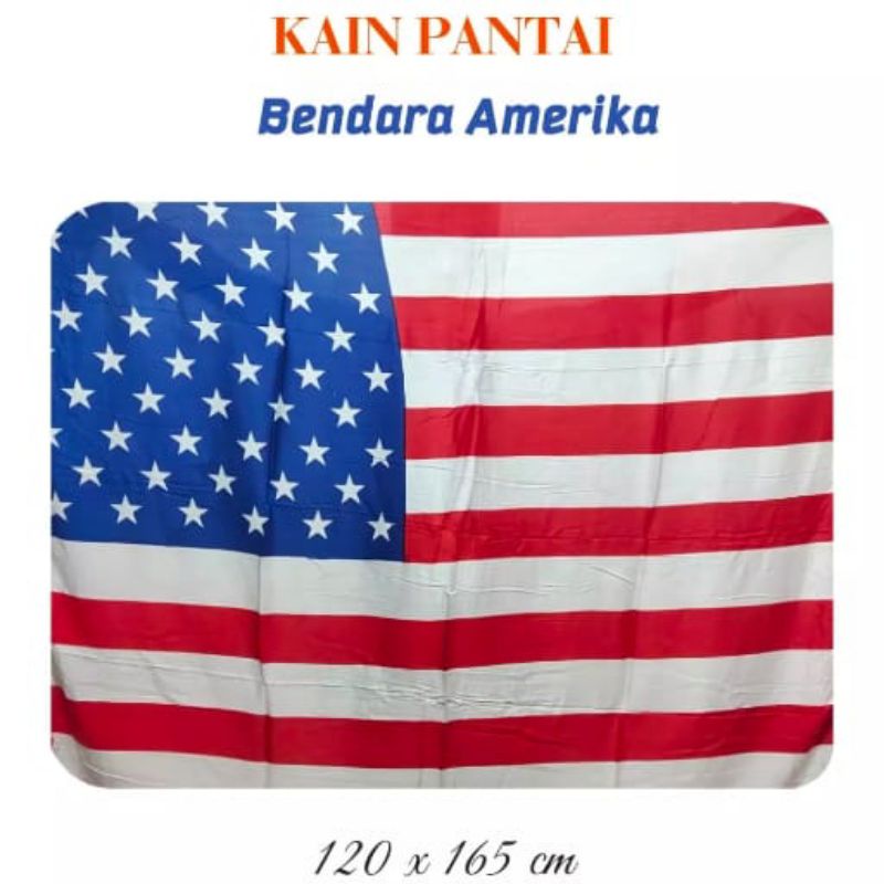 Kain Bali / Kain Pantai / Selendang Bali / Selimut Tipis / Motif Bendera Amerika - Inggris