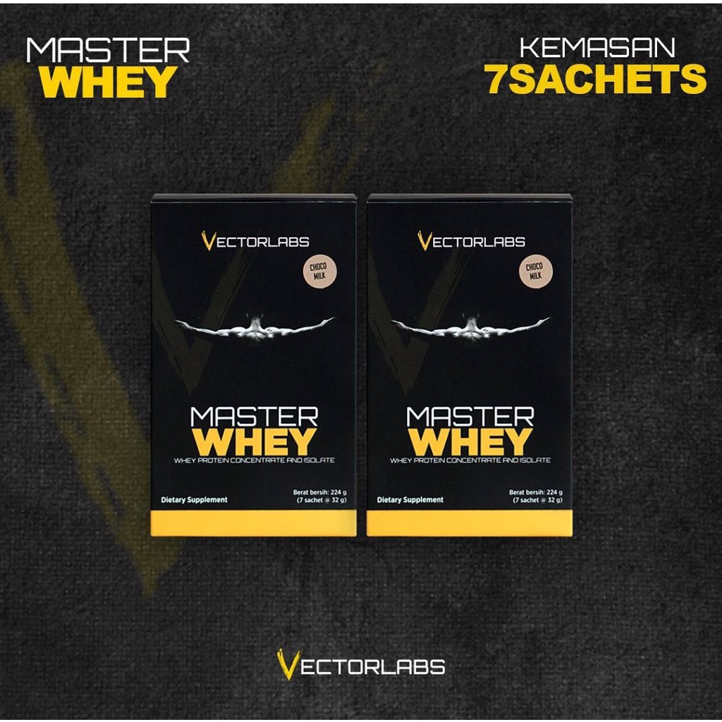 VECTORLABS MASTER WHEY 1 BOX 7 SACHET WHEY PROTEIN SUSU FITNESS SUPLEMEN MAKANAN