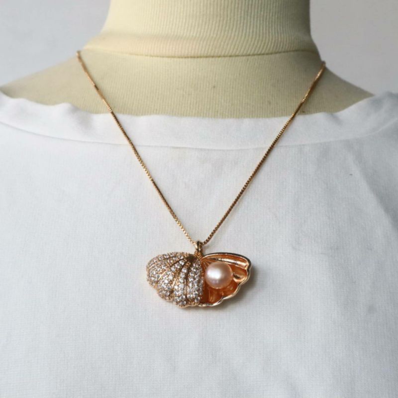 Kalung Kerang Mutiara Asli Natural Color