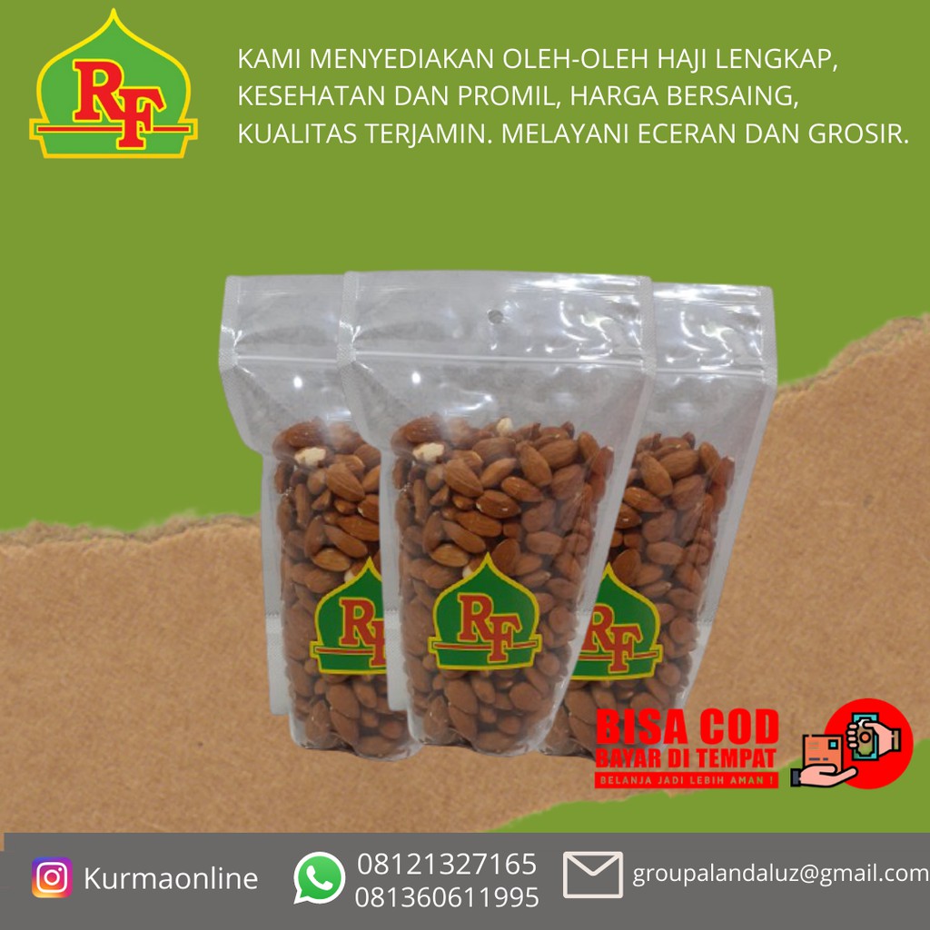 

Roasted Almond Premium (Panggang) kacang almond Kupas 500gram Oleh Oleh Souvenir Umroh Haji