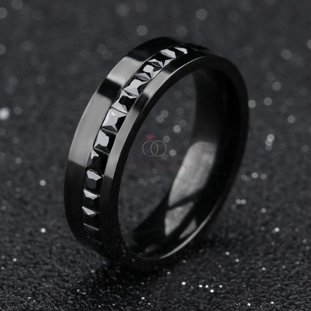 [EKSKLUSIF] Cincin Titanium Pria Royal Stone Ring BONUS Gelang