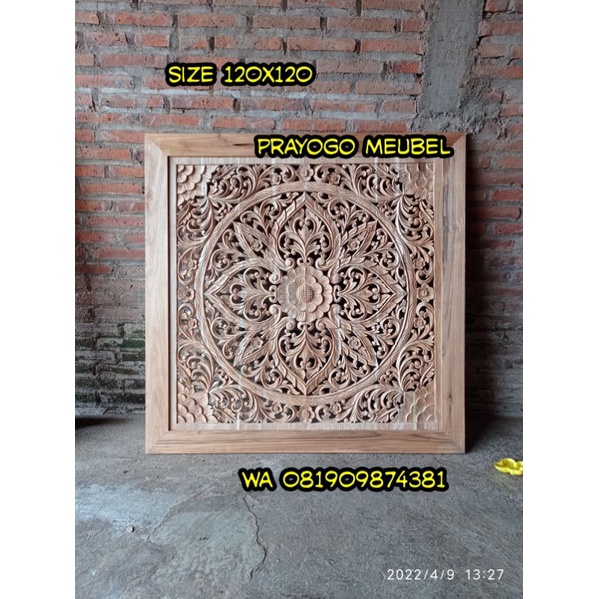 panel hiasan dinding ukir antik kayu jati - pajangan dekorasi kamar kayu - wall decor antik