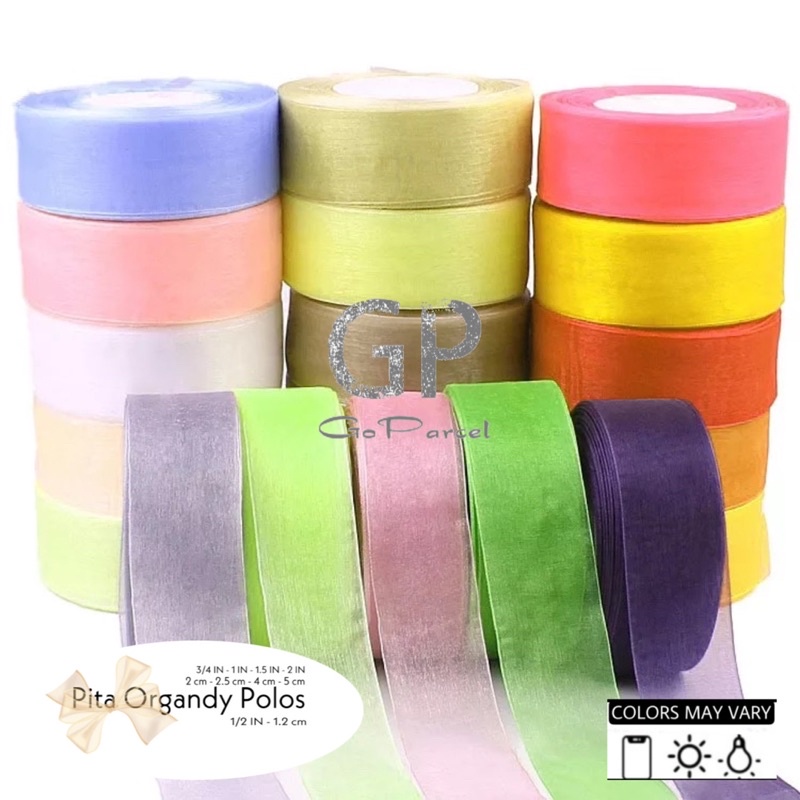 ( 3 Meter ) SILK ORGANDY GIFT RIBBON POLOS 40MM - PITA KADO ORGANDI 1.5 IN ( 4CM ) - 11/2 INCH TRANSLUCENT