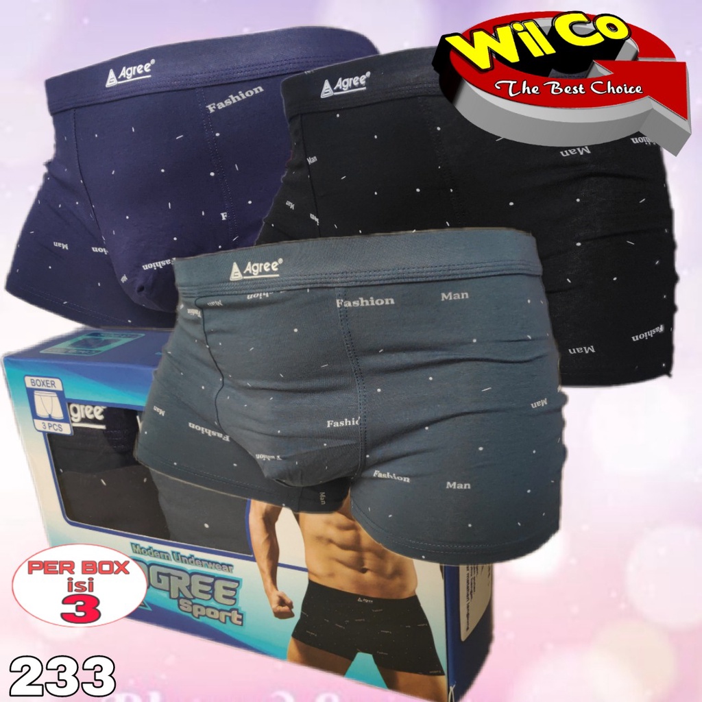 K233T - (DIJUAL PER 1 BOX ISI 3 Pcs) CELANA DALAM PRIA CD [BOXER] PRIA PAKAIAN DALAM PRIA AGREE SIZE M - XL