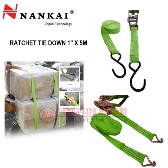 Nankai Tali Pengikat Barang Rachet Tie Down 1inch x 5 Meter / Pengikat Sabuk Barang Motor Mobil