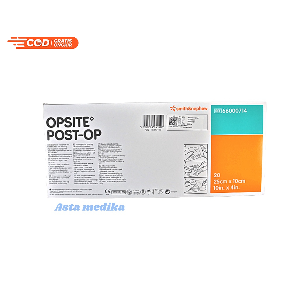 OPSITE POST-OP 25cm x 10cm Plester Luka Anti Air Plester Luka Tahan Air Opsite 25cm x 10cm