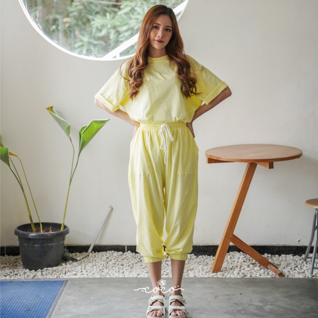 COCO - JENNIE SET - Celana Panjang - Setelan Wanita - Homewear - Pakaian Wanita - Piyama Wanita - Dailywear - Set Wanita-Buttermilk