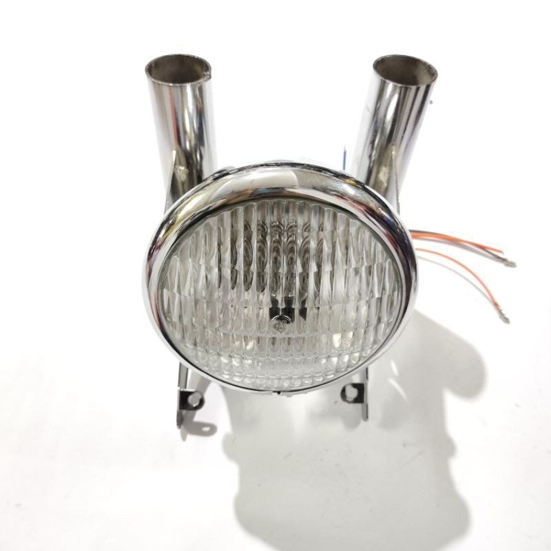 Lampu pesek crome mini plus Breket longsong crome variasi RX king cb Tiger Megapro Vixion dll