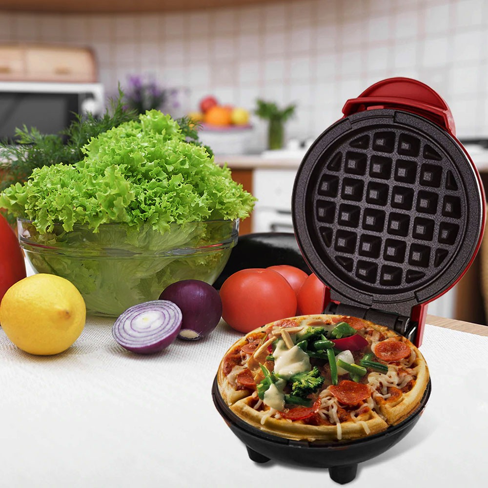 Mini Maker Waffle Pembuat Waffle, Pancake, Kentang, Paninis, Pizza