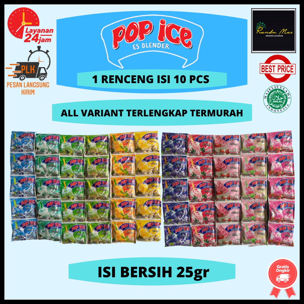 Jual Pop Ice Es Blender Renceng 25gr Aneka Rasa Isi 10 Sachet Minuman Bubuk Original Murah 3844