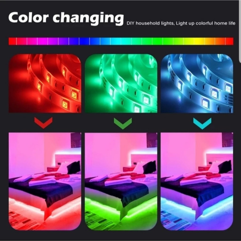 Lampu dekorasi LED Strip Lamp RGB 3528 300 LED + Remote ( 5 meter)