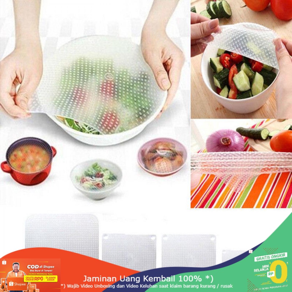 (BISA COD) RVOSTR Silicone Stretch Fresh Food Cling Film Protection / Silikon Pelindung Makanan