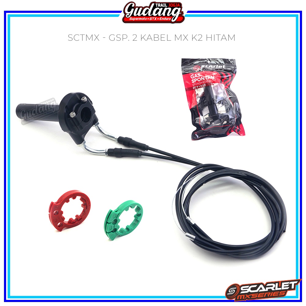 Gas Spontan 2 Kabel MX - K2 atau K4 Black GSP Scarlet Racing Universal KLX CRF WR