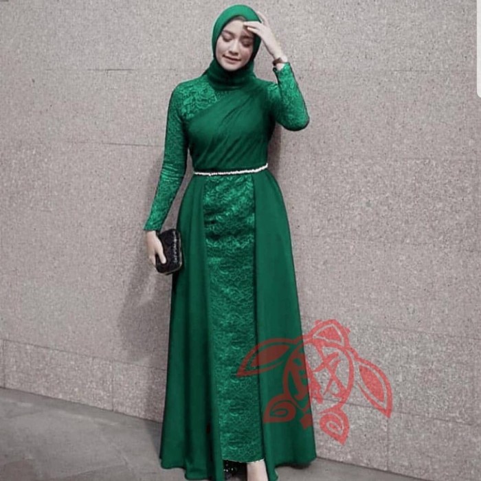 dress BAJU GAMIS WANITA TERBARU GAMIS PESTA BRUKAT IJO BOTOL wanita mewah kekinian muslim termurah c