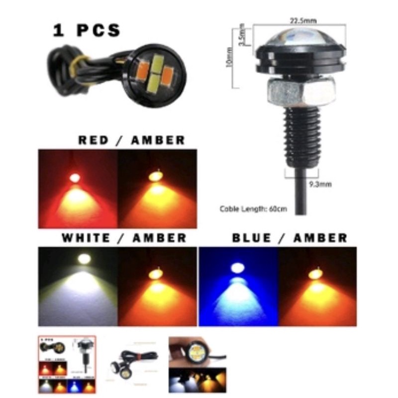 Lampu LED MATA ELANG 2 WARNA Eagle Eyes Eye Senja Sen Kota Mobil Motor Sorot Dual Color 23mm 23 mm