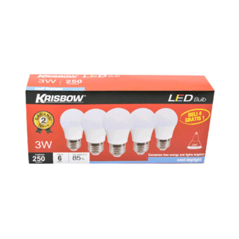 Krisbow Bohlam Lampu Led 3 Watt Set 5 Pcs - Beli 4 Gratis 1