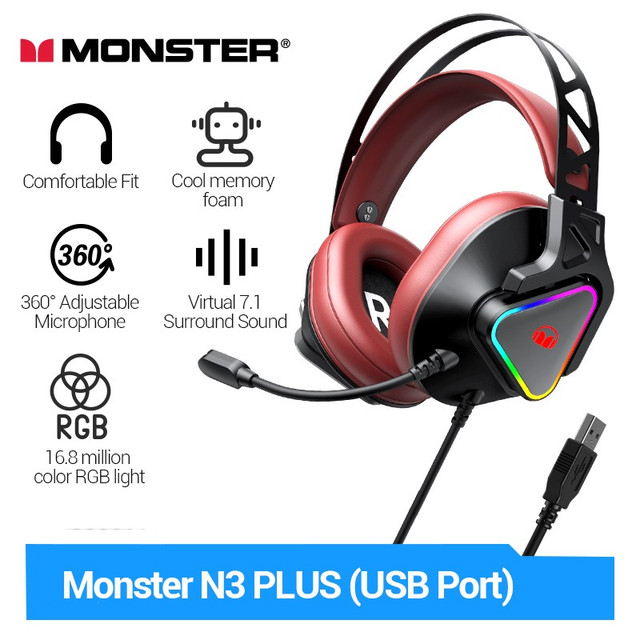 [Gift] Monster N3 Wired USB 7.1 Gaming Headset for H&S MLBB