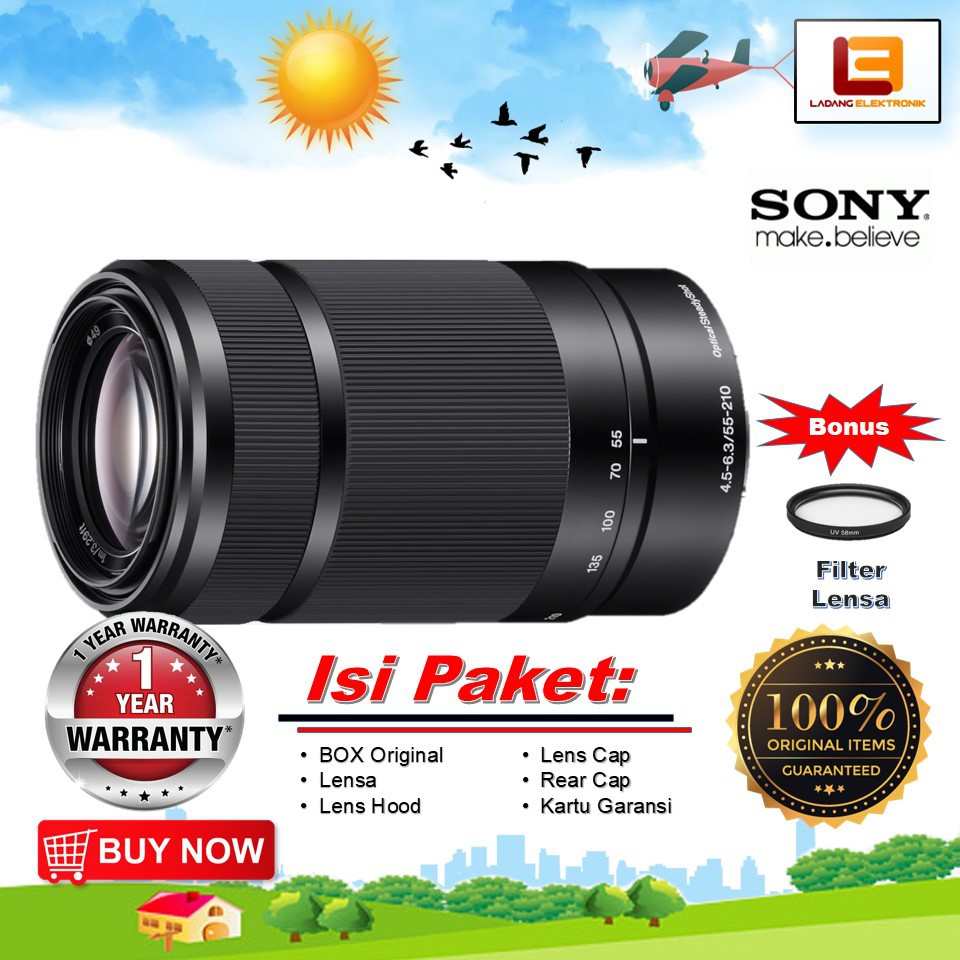 Lensa Sony 55-210mm F/4.5-6.3 OSS E-Mount - Lensa Tele Zoom