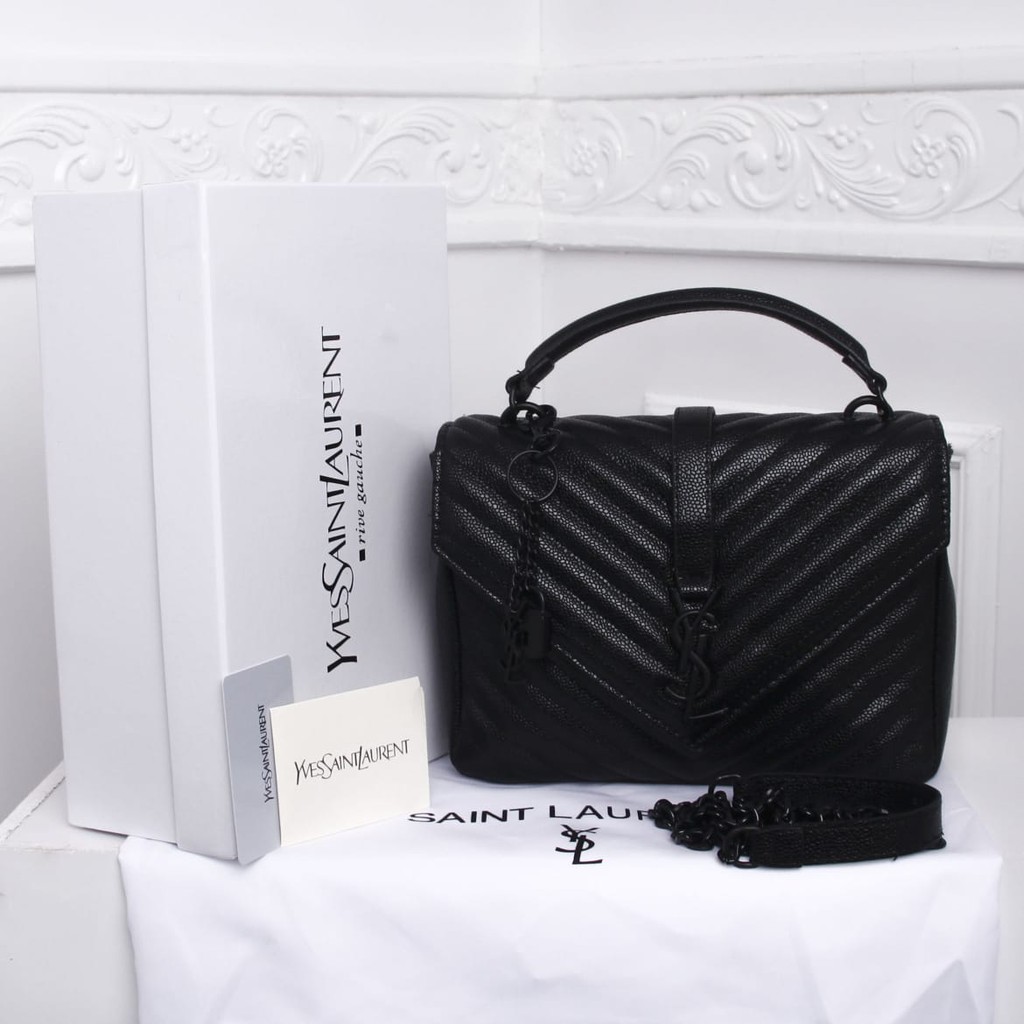 Tas YSL College So Black Matelasse Medium Caviar Seprem Box 1101