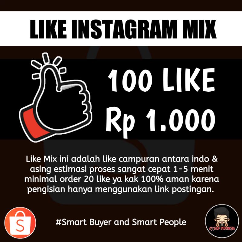 Like Instagram Permanen by AS SHOP INDONESIA-10 LIKE MIX