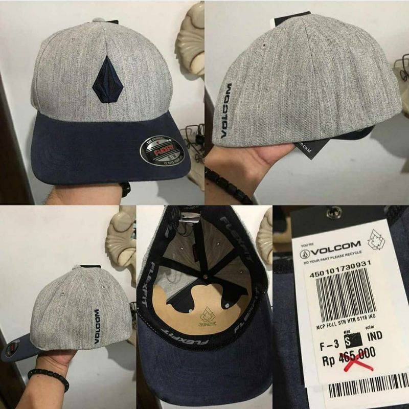 Topi Volcom Full Stone Heather Indigo Flexfit Original