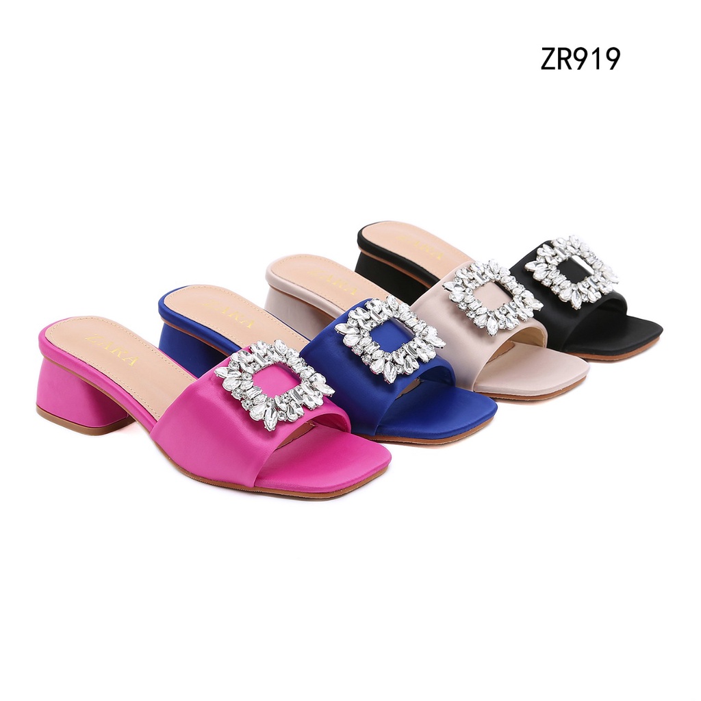 ZR Satin Shimmery  Mid-Heel Sandals ZR919