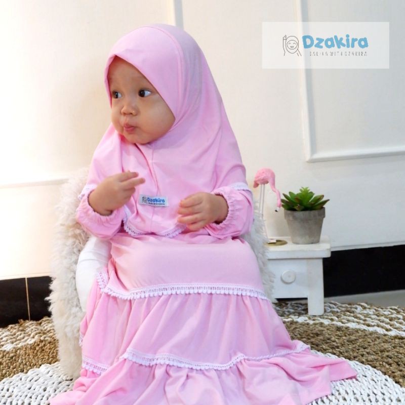 GAMIS BAYI 0-2thn RENDA POMPOM KIRANA BABY PINK JERSEY TWIST PREMIUM ORIGINAL by DZAKIRA