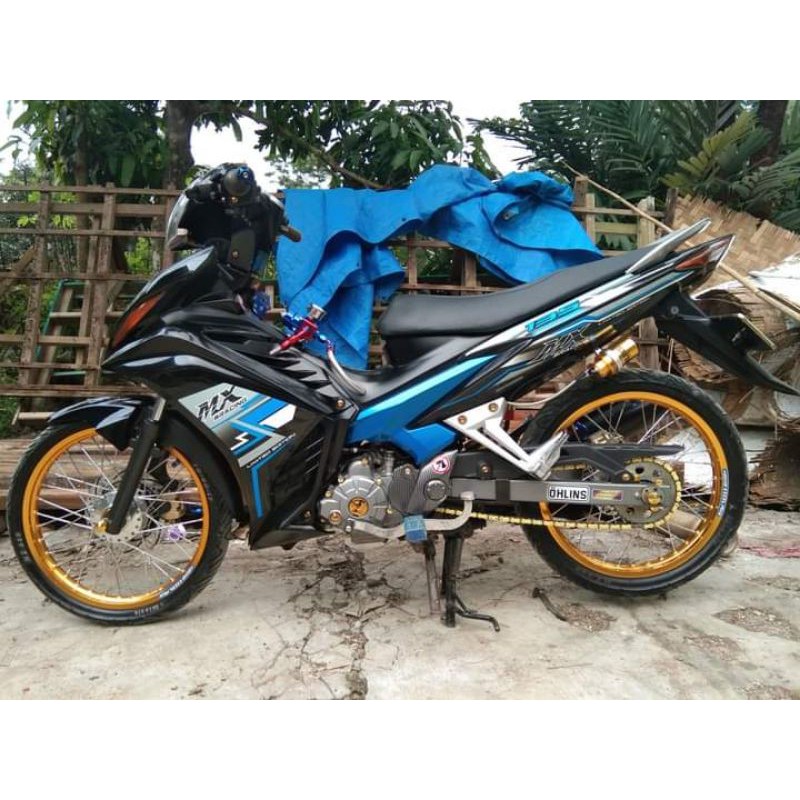 Striping lis sticker variasi new jupiter mx NJMX "EXCITER" biru-kuning-merah