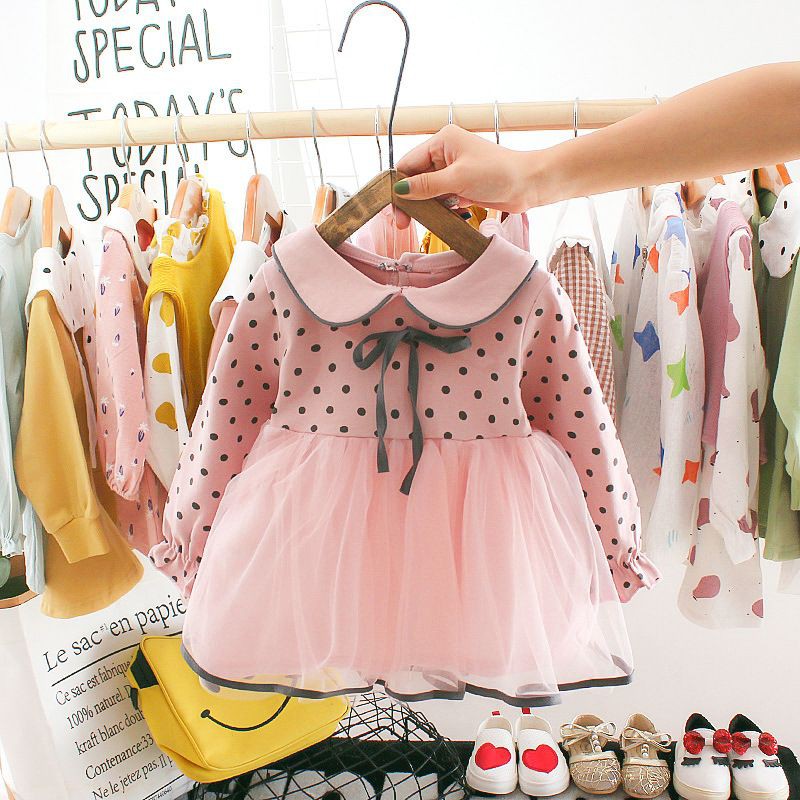 0-3TAHUN DRESS ANAK PEREMPUAN / DRESS BAYI PEREMPUAN / DRESS BABY GIRL IMPORT /DRESS PESTA ANAK BAYI-DRESS POLKADOT PINK