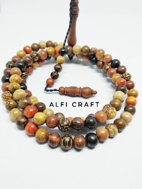 Tasbih Muslim / Tasbih Kayu Tasbih Kayu Bertuah / Tasbih Kayu Bertuah Muslim Kombinasi 33 Butir 99 B