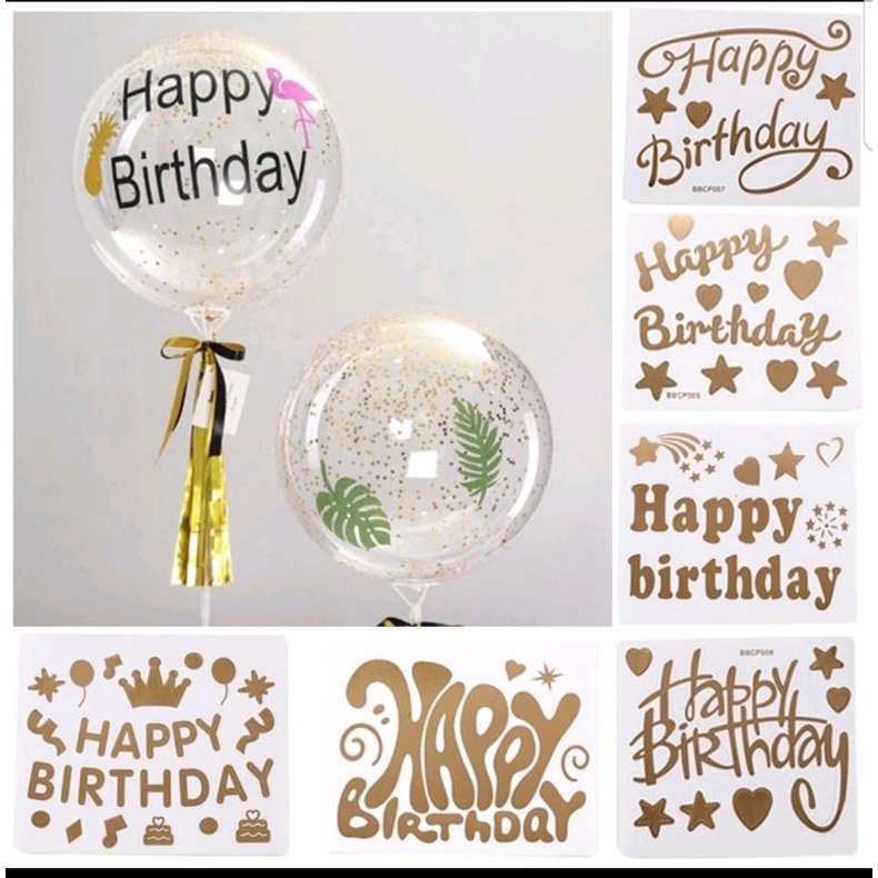 

Black & Gold Stiker Balon Transparan Tulisan Happy Birthday | Stiker Balon PVC