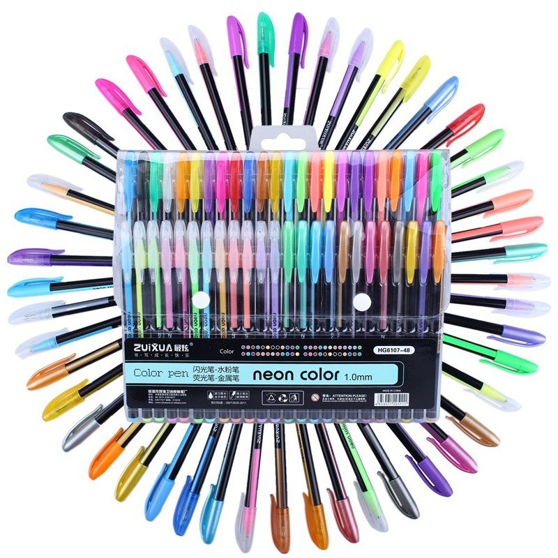  Bayar Di Tempat 48Pcs Pulpen Gel Warna Pastel Neon 