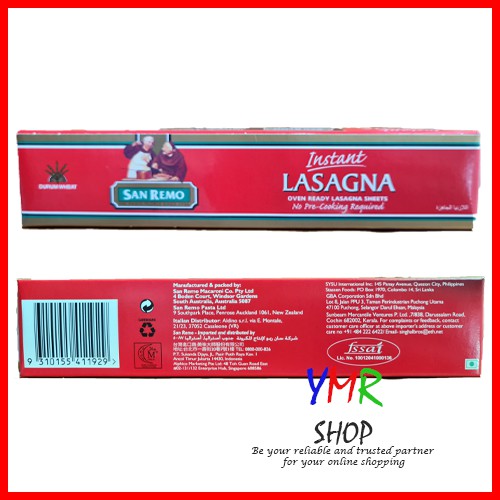 San Remo Pasta Lasagna Instant 250Gr / Gluten Free Spiral / Spaghetti Wholemeal 500Gr / Spaghetti 500Gr / Bowties 500Gr / Tagliatelle 250Gr / Angel Hair 500Gr / Elbows 500Gr / Vegeroni Spiral 500Gr / Spiral 500Gr / Fusilli 500Gr