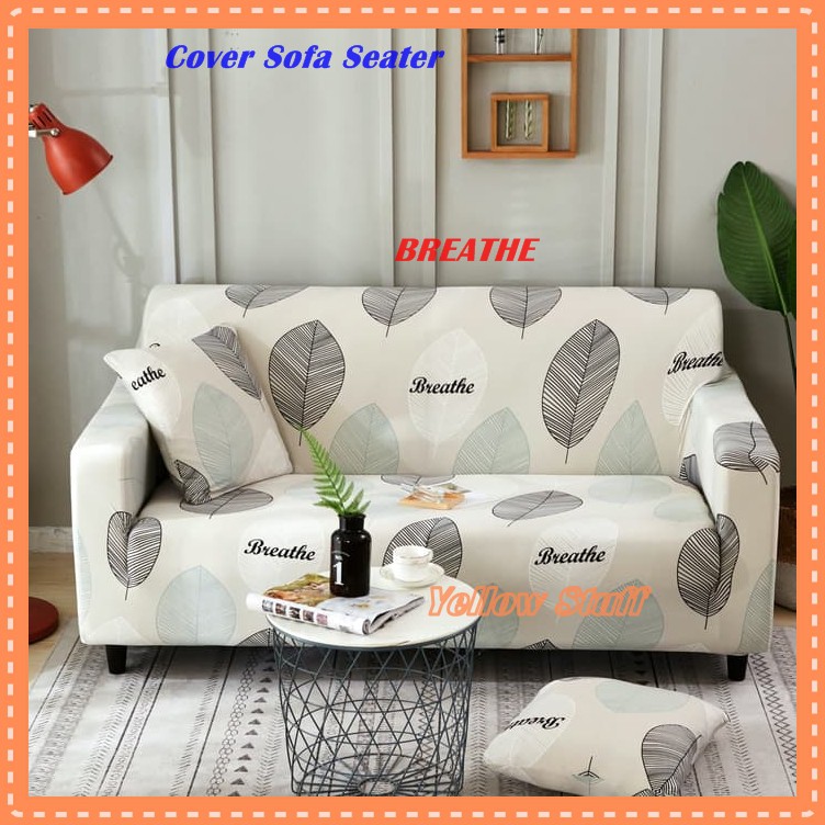 COVER SOFA ELASTIS SARUNG KURSI SOFA MOTIF BREATHE COVER SOFA 1 2 3 SEATER PENUTUP SOFA COVER KURSI