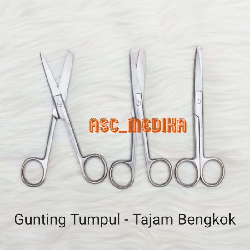 Jual Gunting Operasi Tajam Tumpul Bengkok 14cm Stainless Steel Gungting Tumpul Tajam 