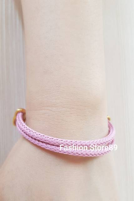 Gelang tali kawat model serut waterproof untuk charm liontin mainan pandora atau emas bahan titanium