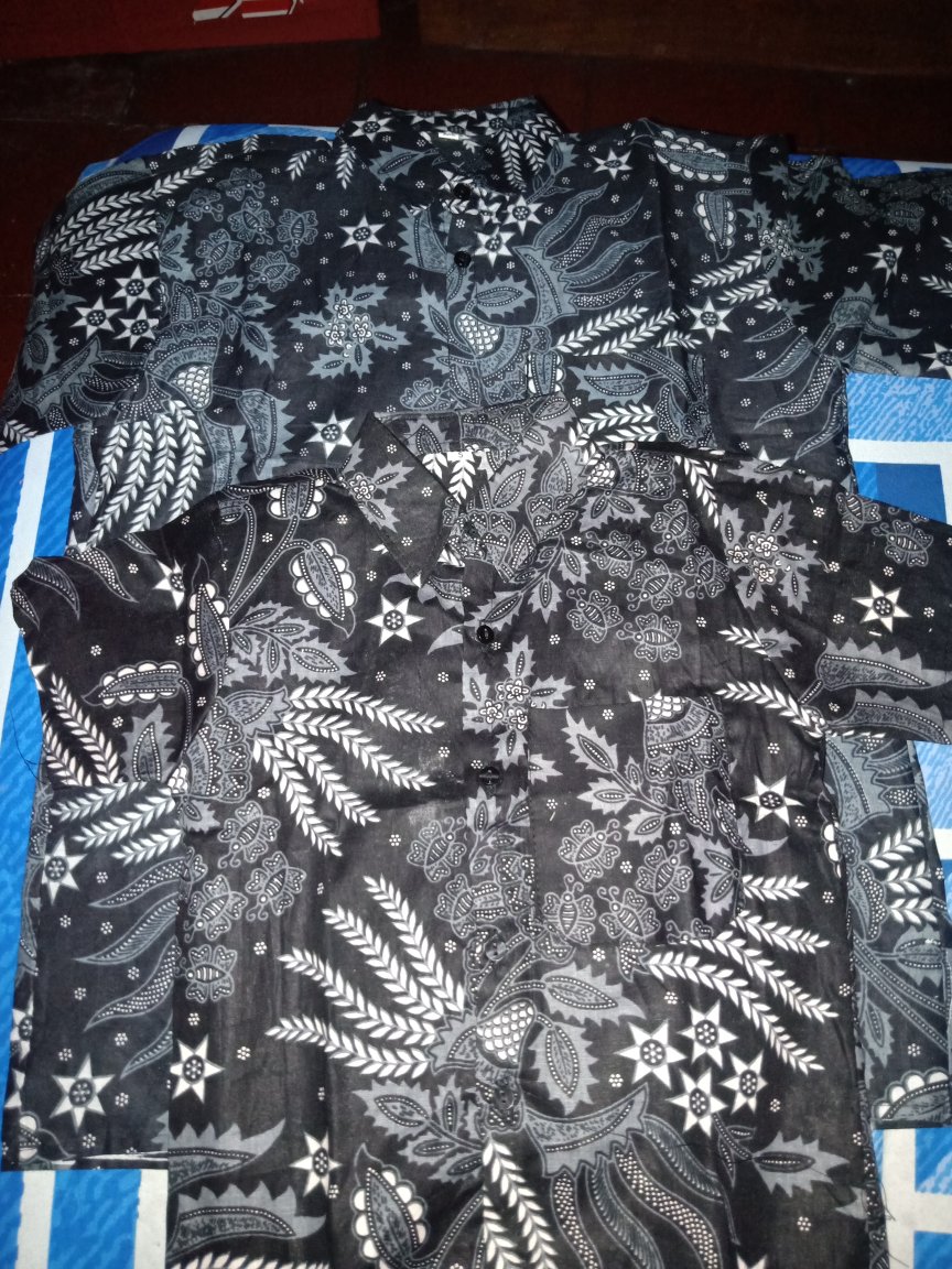 Kemeja Batik Anak Pendek Motif Manggar Abu Usia 1-12 Tahun