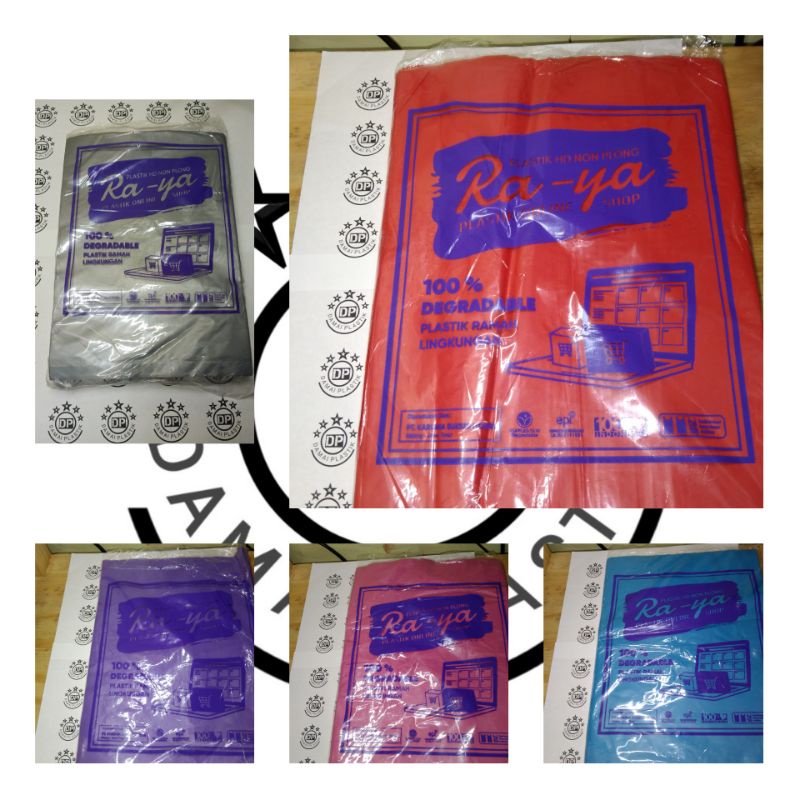 Kantong Plastik Packing Online 25x35 Tanpa Pond Olshop Ungu Merah Pink Biru