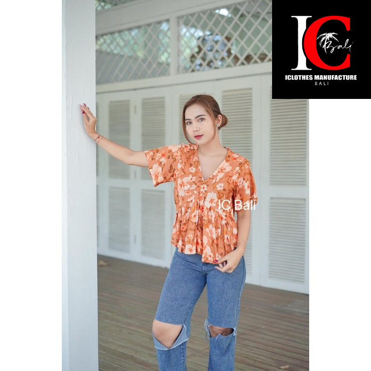 ATASAN LENGAN PENDEK MOTIF BUNGA/ RARA TOP/RTM003